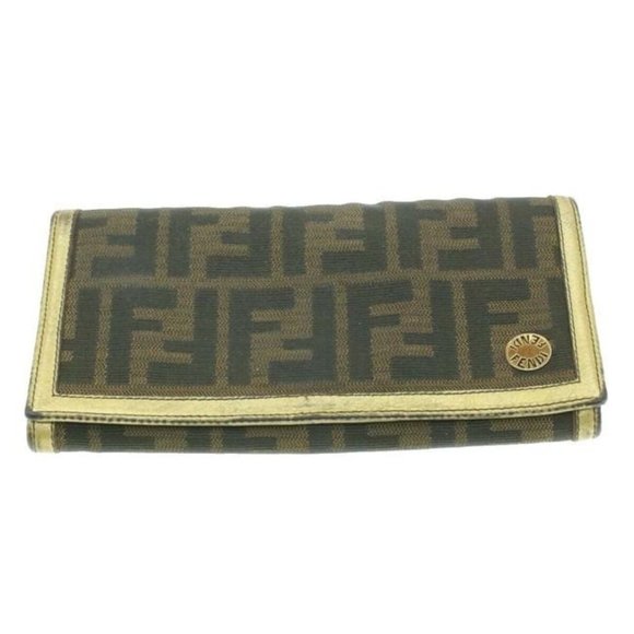 Fendi Vintage Zucca Print Gold Leather Wallet - Picture 1 of 4